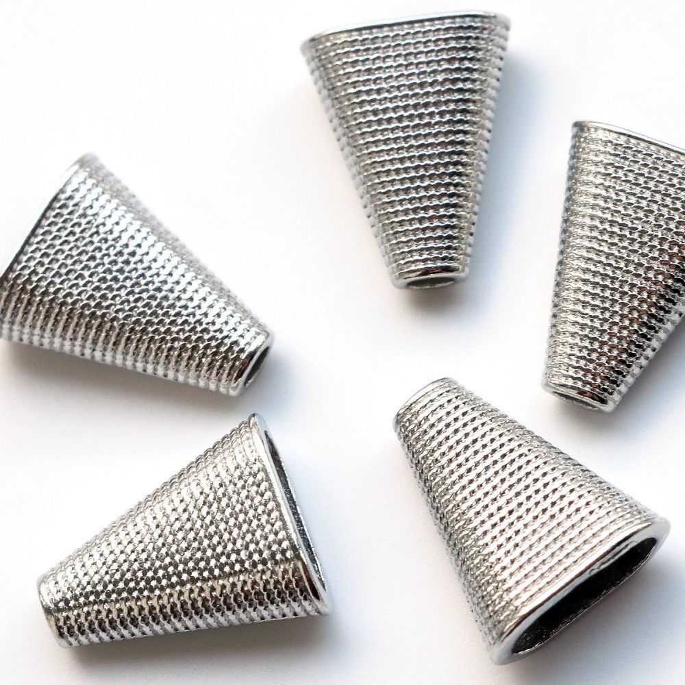 колпачок для бусин "файбер", цвет платина, 23x19x9 мм