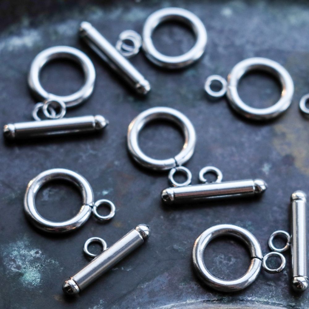 замочек-тоггл "раунд", сталь гипоаллергенная, 16.5x12x2 мм