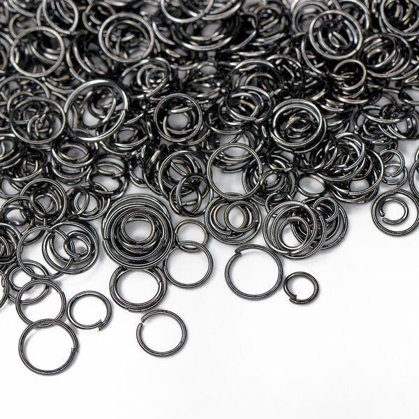 колечко соединительное, цвет черный, размерный микс (уп 10 г)