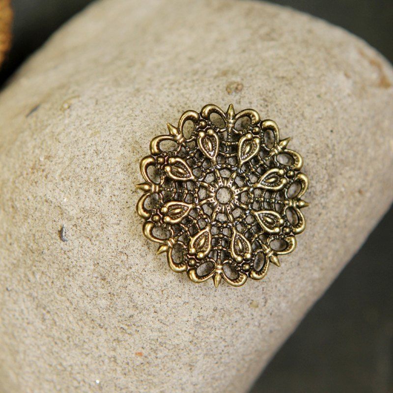 коннектор "филигрань салфетка", цвет античная бронза, 25х1х2 мм