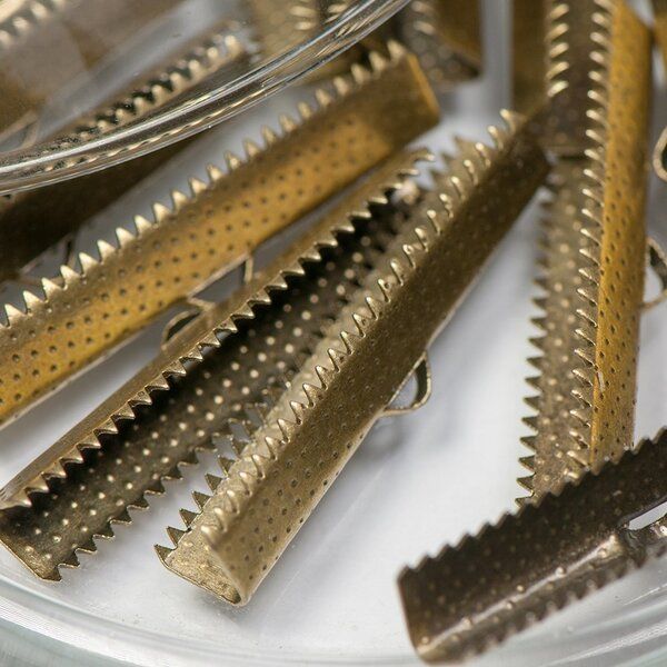 зажим для ленты, цвет античная бронза, 35x8х5 мм