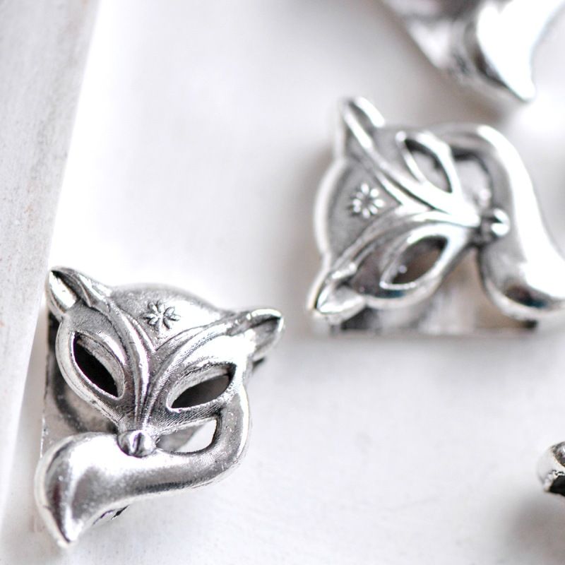 бусина, металл "лиса", цвет античное серебро, 16.5x14x6 мм