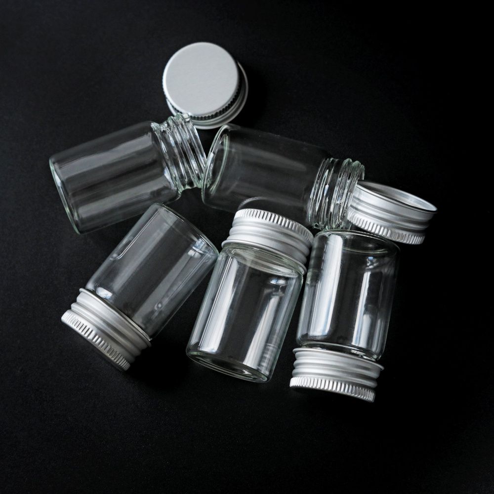 бутылочка с алюминиевой крышкой, прозрачная, 50x30 мм