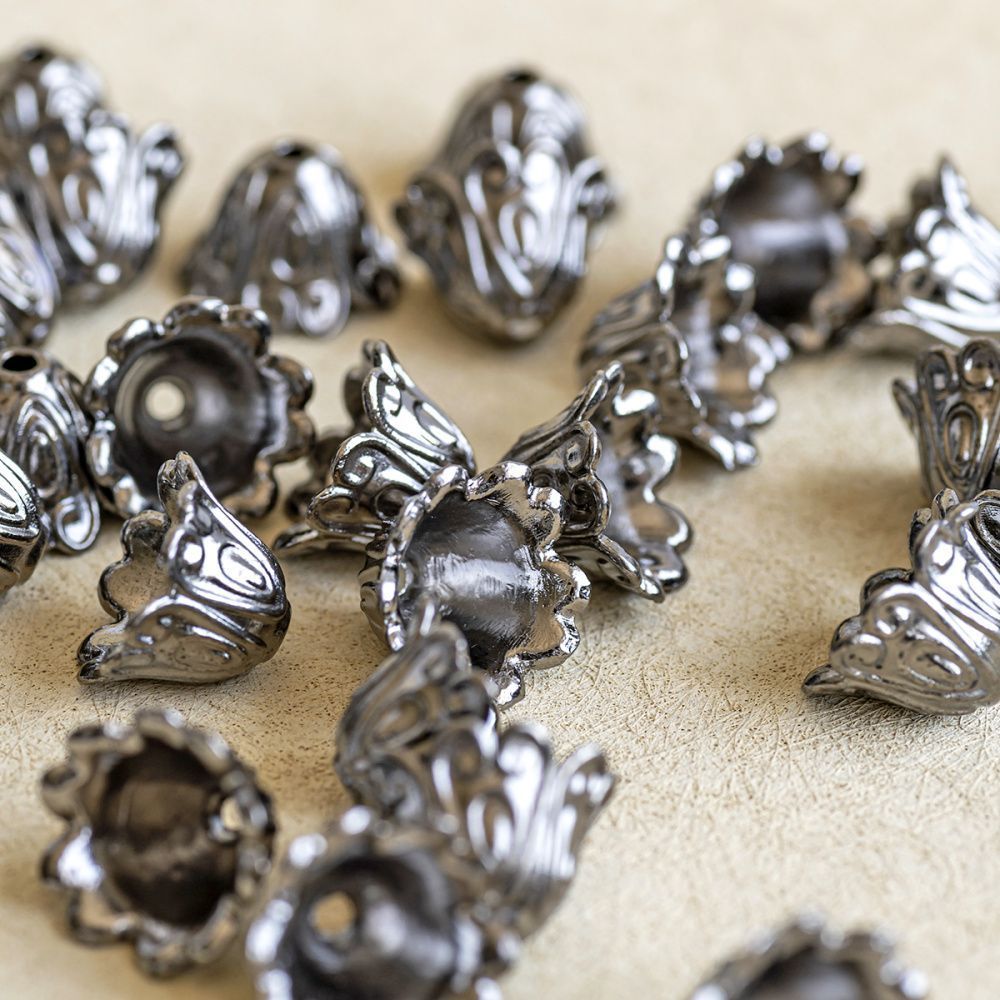 колпачок для бусин "марушин", цвет черный, 15x11 мм