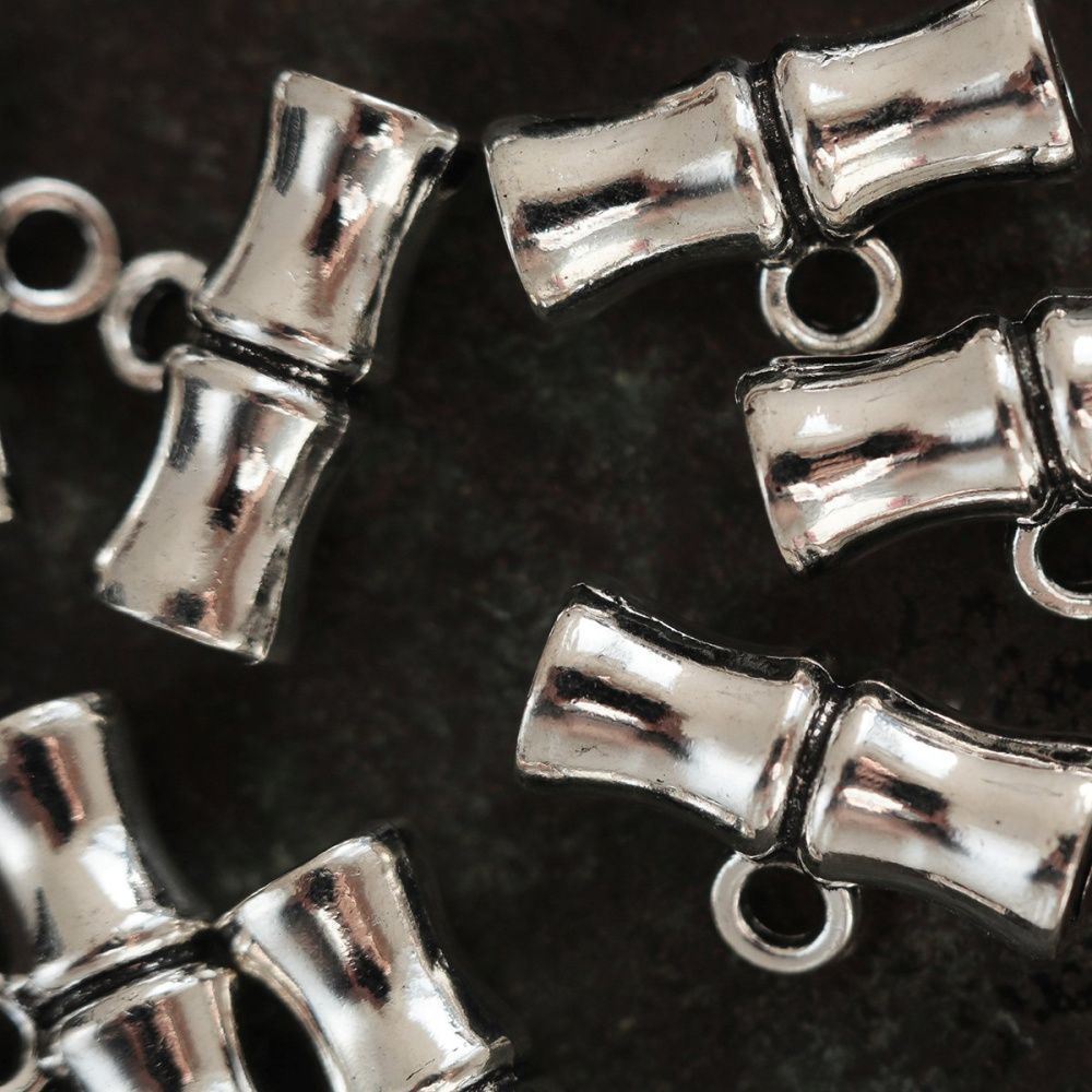 бейл "бамбук", цвет античное серебро, 10.5x18x7 мм