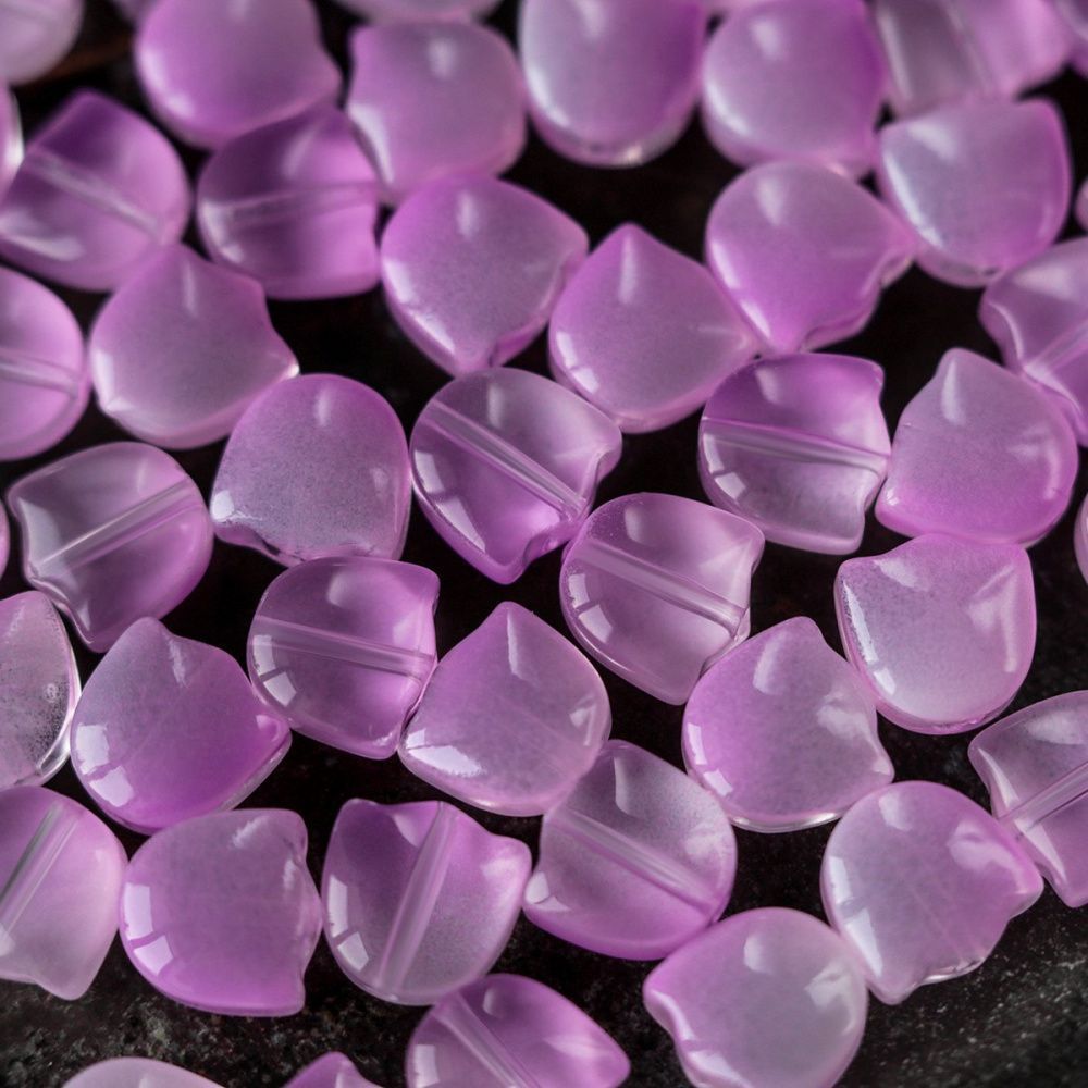 бусина "тюльпан", стекло, цвет яркая сирень, 9 мм