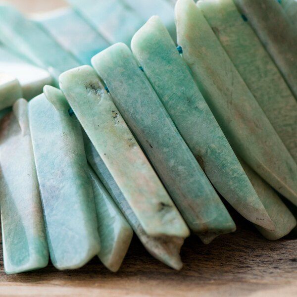 бусина амазонит, багет, цвет зеленый, размерный микс (уп. 20 г)