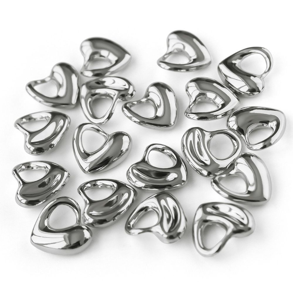 подвеска металл "харт", цвет платина, 16x17x5 мм