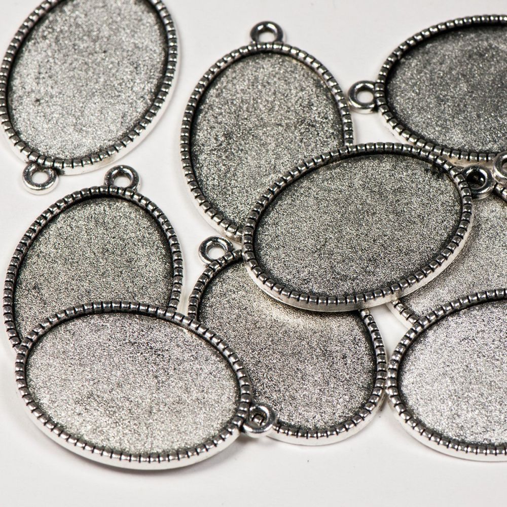 сеттинг овальный "симпл", цвет античное серебро, 31х21х2 мм