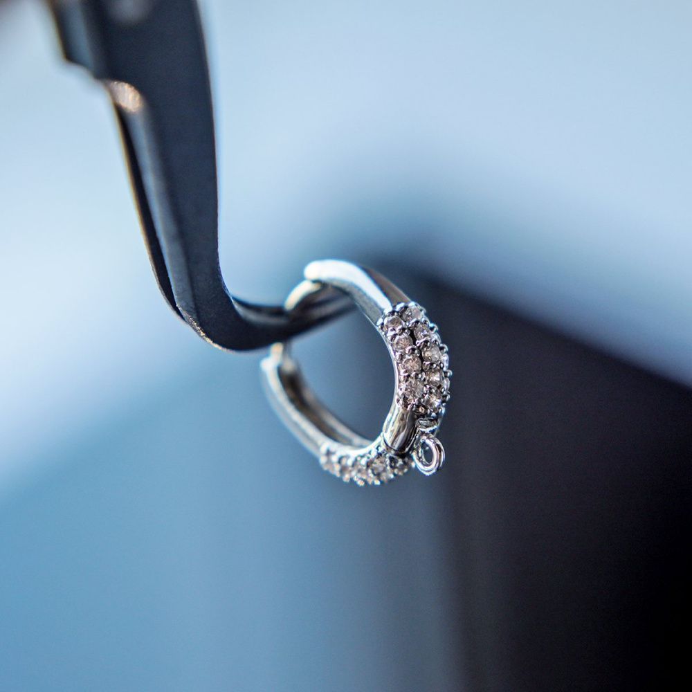 швензы "аделайн", с цирконием, цвет платина, 17x12.5x4 мм 