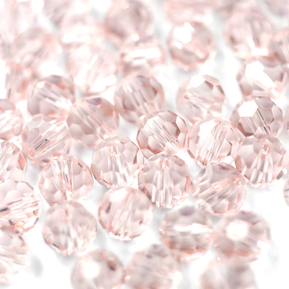 бусина, стекло 8, граненая, цвет розовый, 8 мм