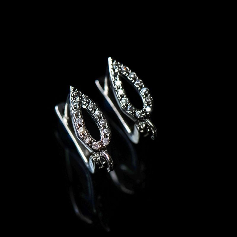 швензы "капля", с цирконием, покрытие платина, 15x5x11 мм 