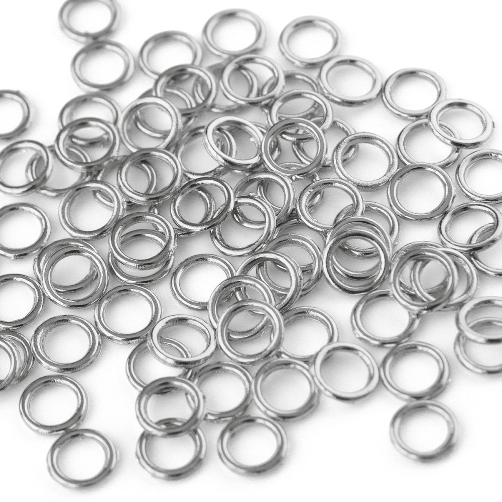 колечко неразъемное, цвет платина, 6х1 мм (уп 5 гр)