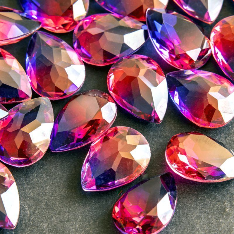 кабошон стекло кристалл, каплевидный, цвет turmaline #8, 18х13 мм