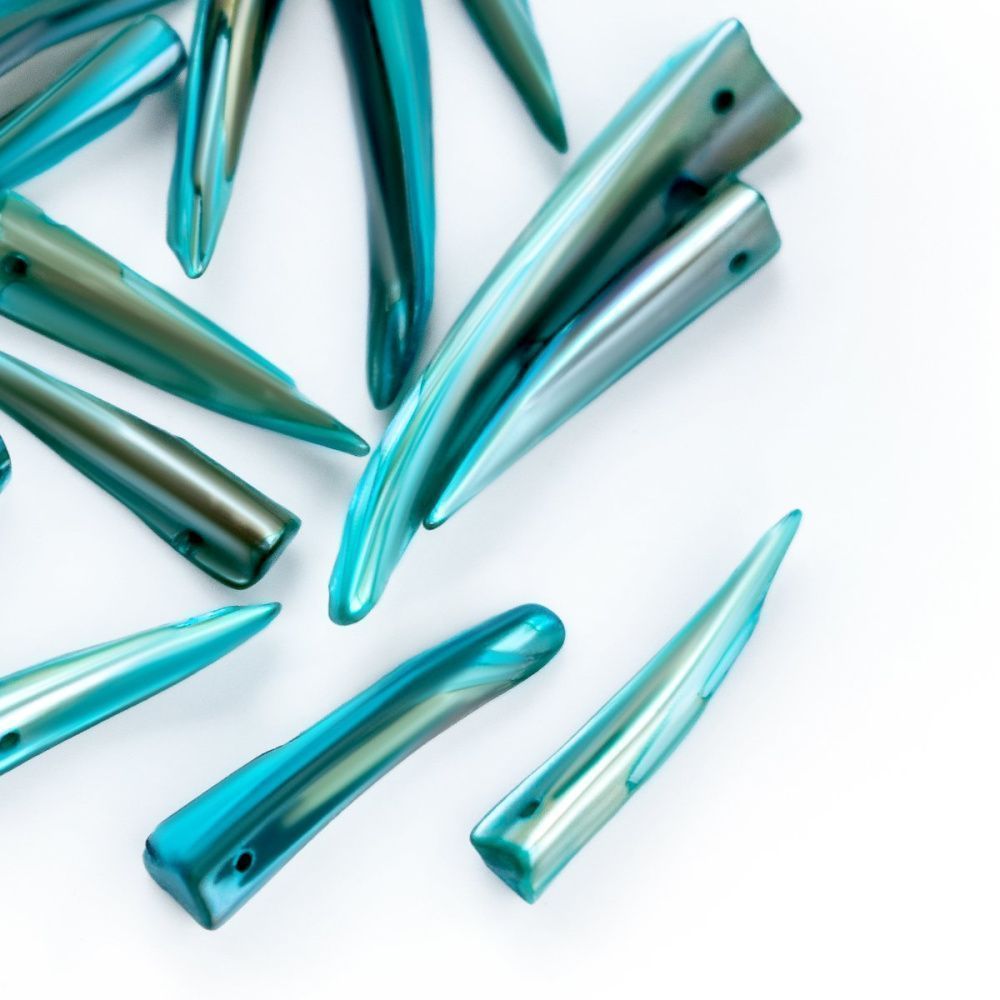 бусина из ракушки, "спайк", цвет сине-зеленый, размерный микс, стренд