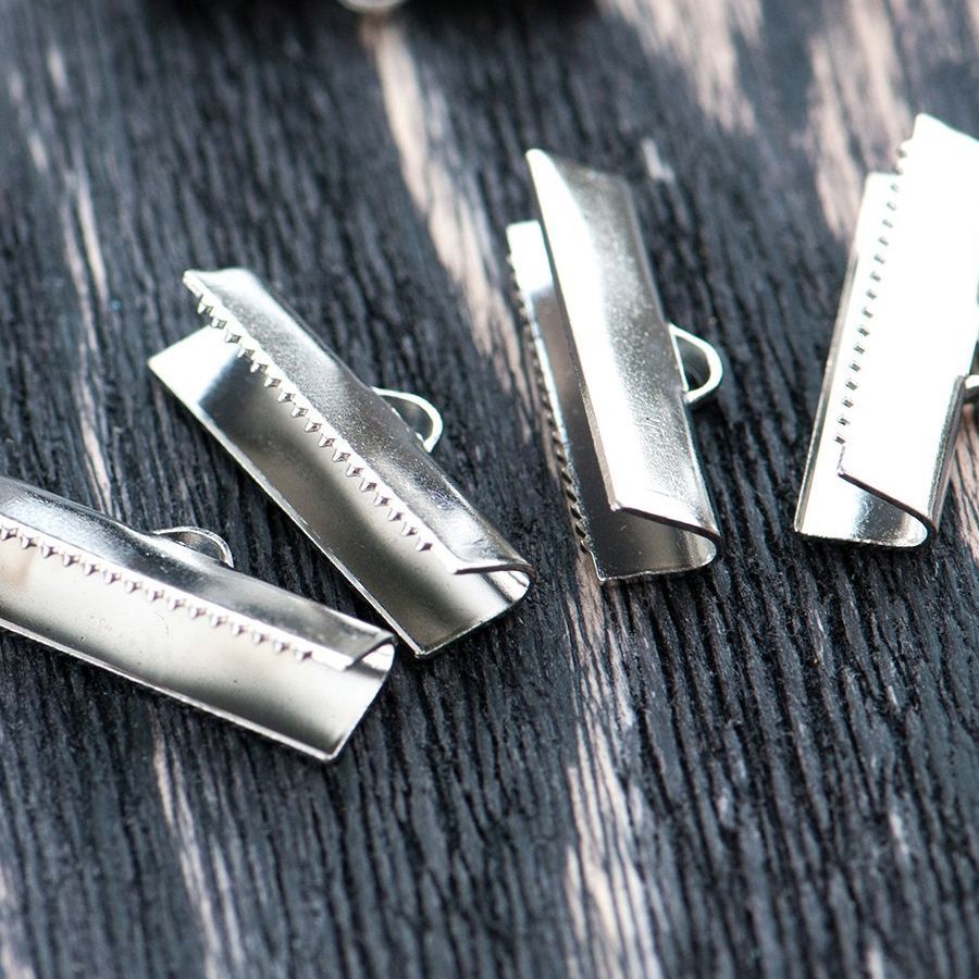 зажим для ленты, цвет платина, 20х4 мм