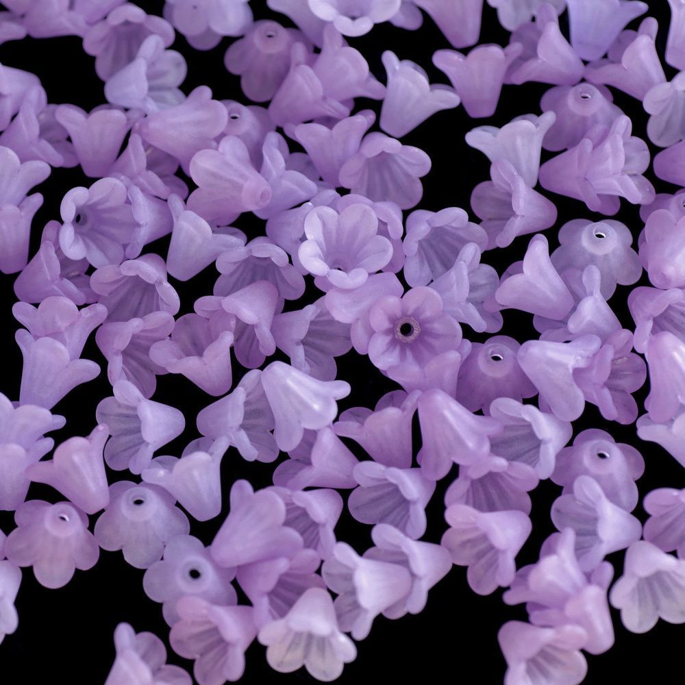 бусина, акрил "колокольчик", матовая, цвет светло-фиолетовый микс, 14x10 мм