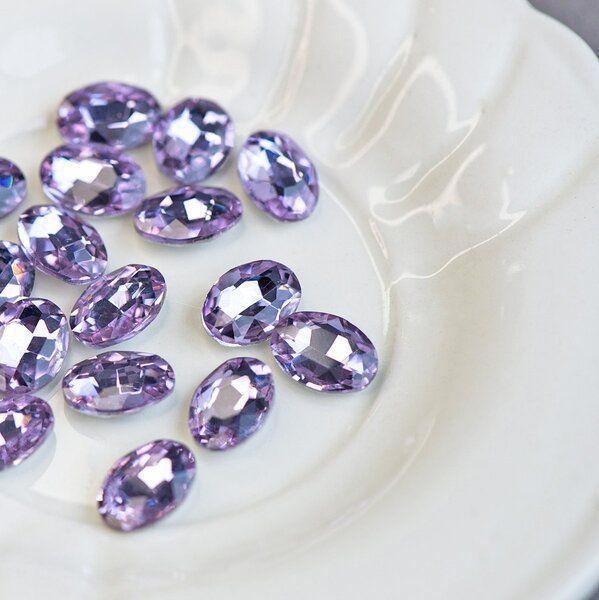 кабошон стекло кристалл, овальный, цвет tanzanite, 14х10 мм