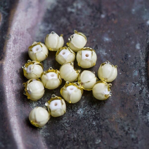 бусина, мурано "ландыш", желтый, 7х7 мм