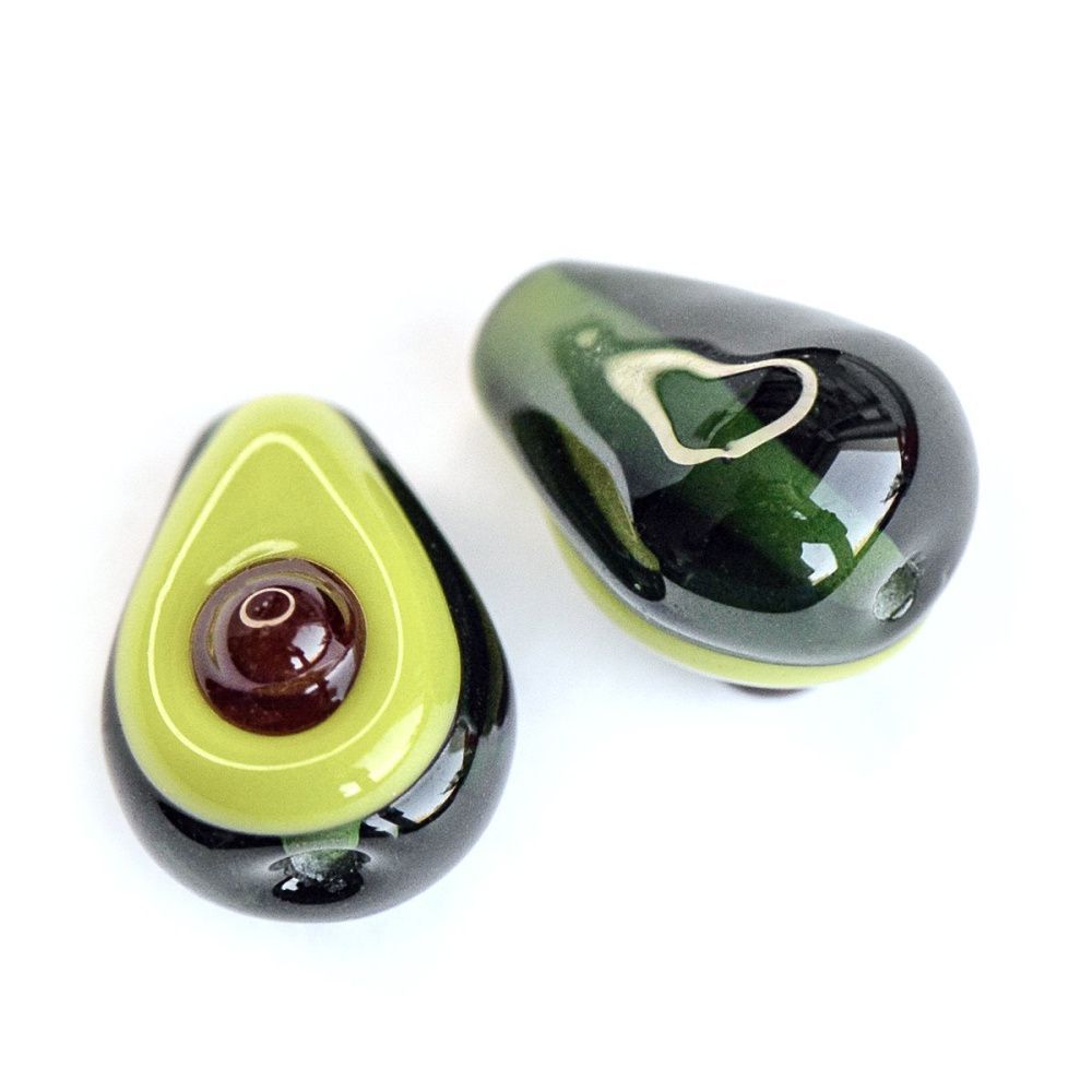 бусина, мурано "авокадо", зеленый, 15 мм