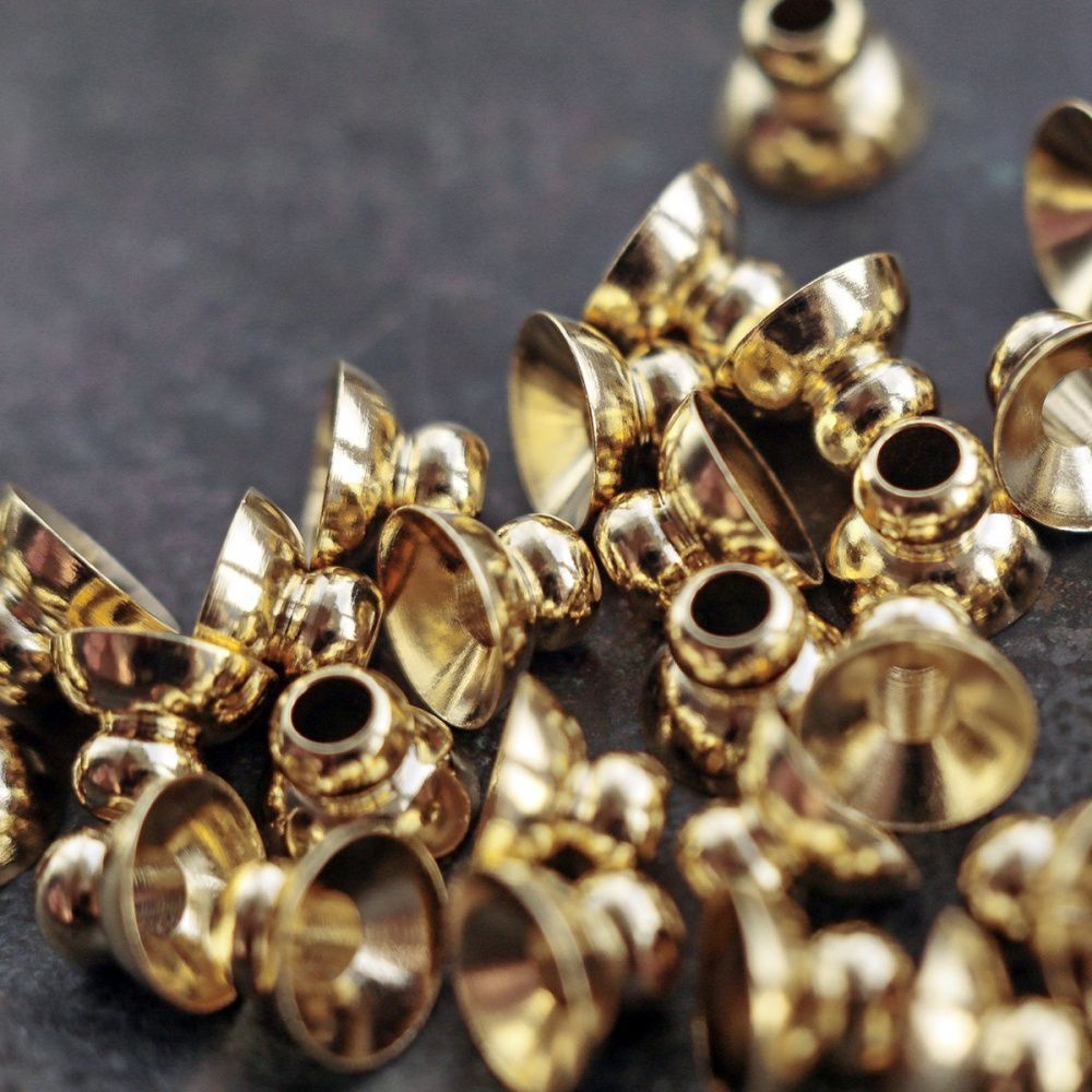 шапочка для бусин "белл", позолота, 6x4 мм (уп 20 шт)