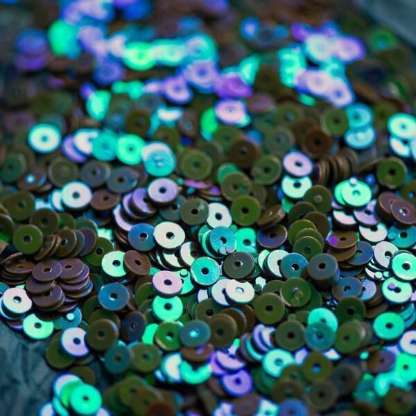 пайетки плоские, зелено-сиреневый радужный, 4 мм