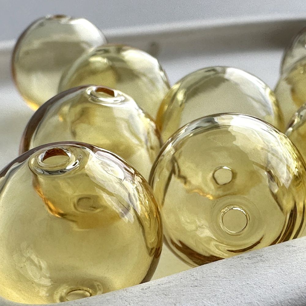 бусина, лэмпворк "шар", бледно-желтый, 16 мм