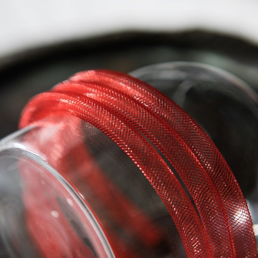 ювелирная сетка, пластик, цвет красный, диаметр 8 мм