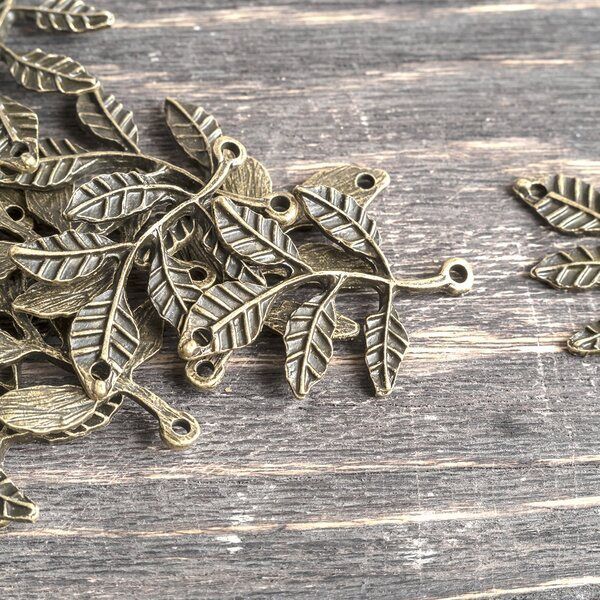 коннектор "ветка", цвет античная бронза, 41x27x2 мм 