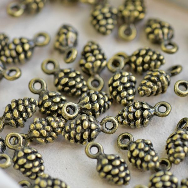 подвеска металлическая "шишка", цвет античная бронза, 13x7x5.5 мм