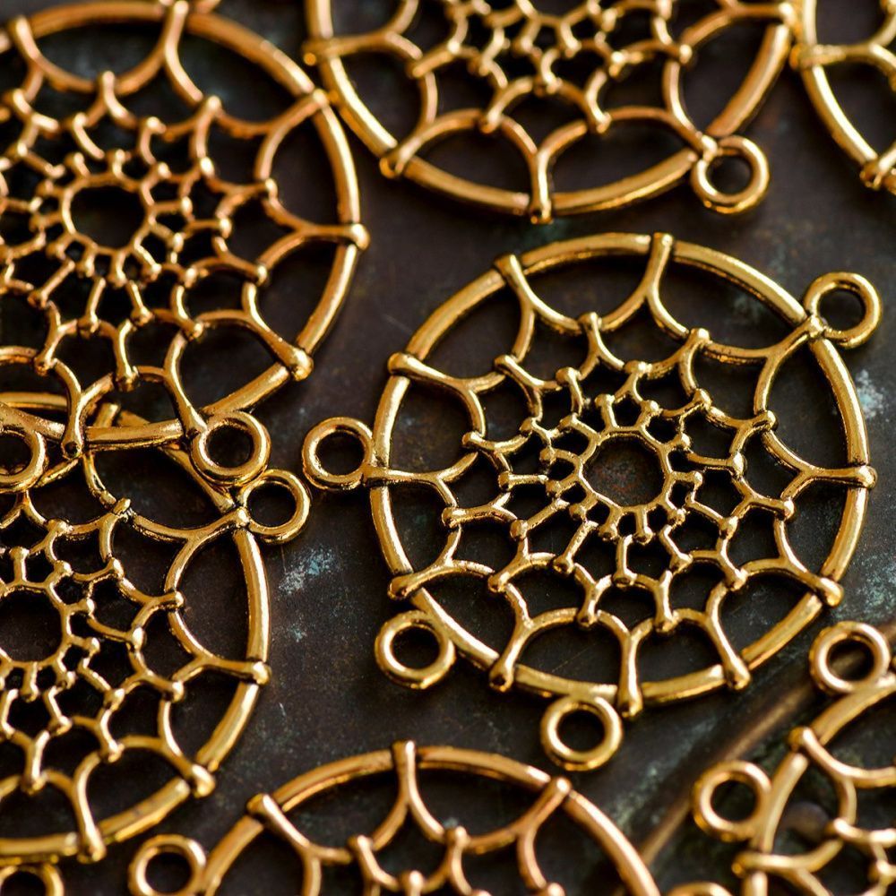 коннектор "ловец снов", цвет античное золото, 34x28x2 мм