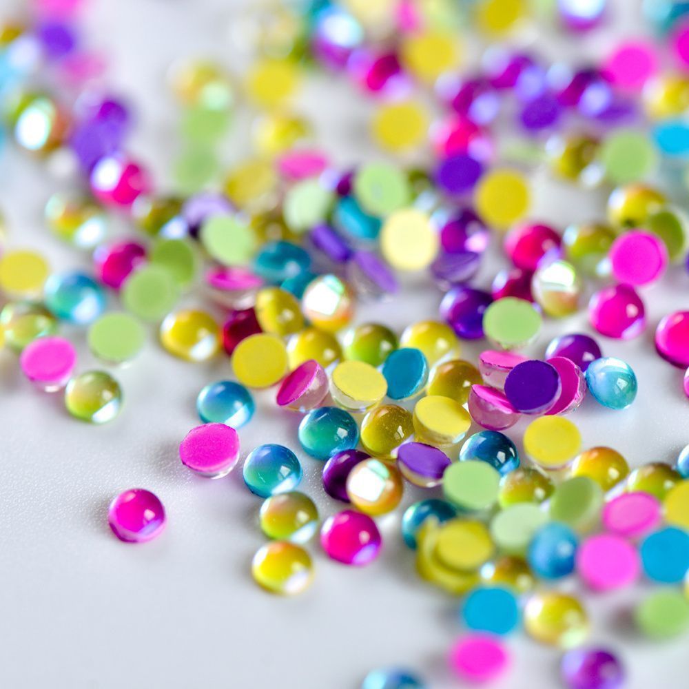 кабошон-полубусина "джелли", стекло, цветовой микс, 3 мм