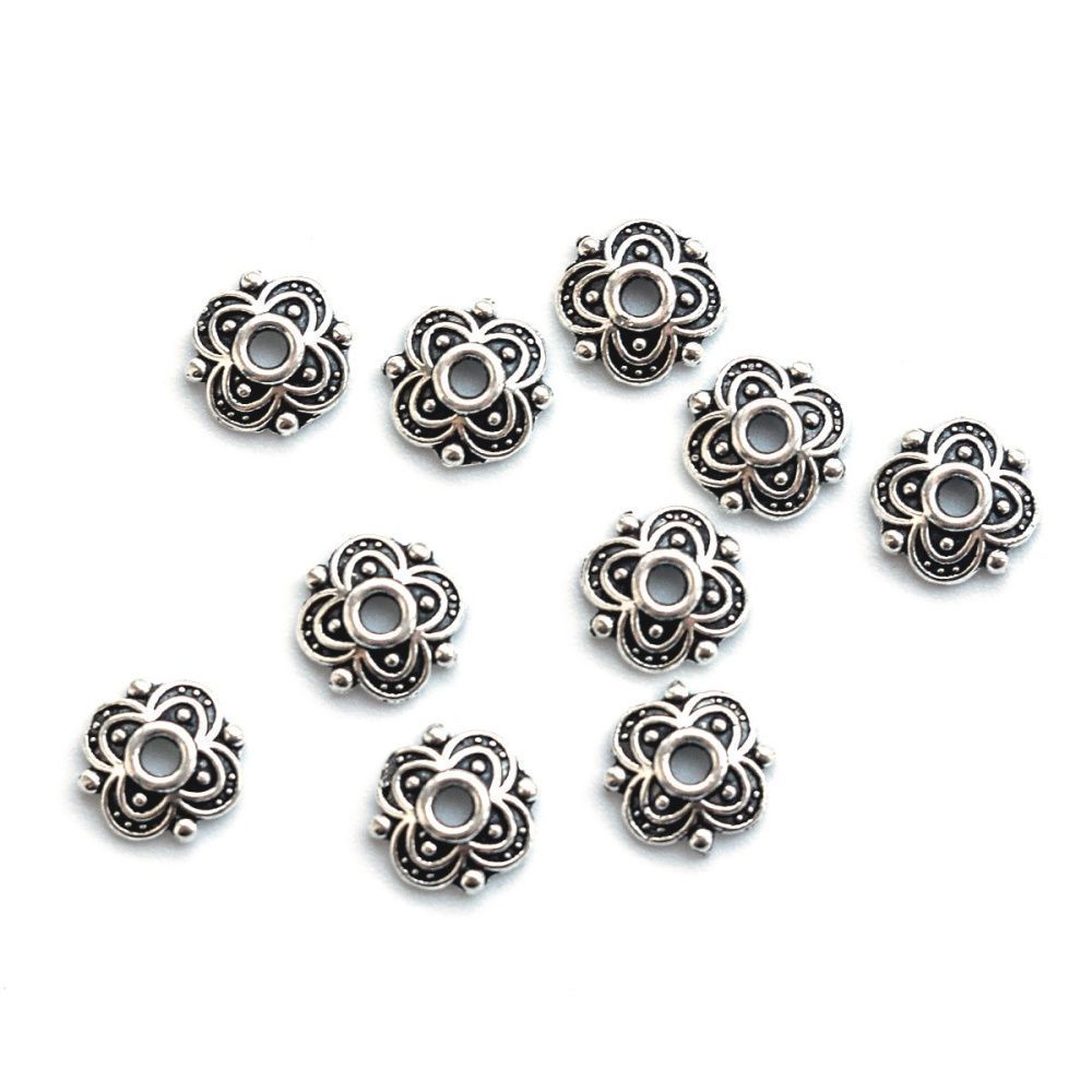 шапочка для бусин "вероника", цвет античное серебро, 8x8x2 мм