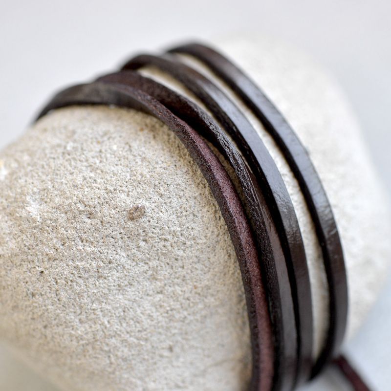 шнур кожаный, плоский, цвет кофе, 3х2 мм