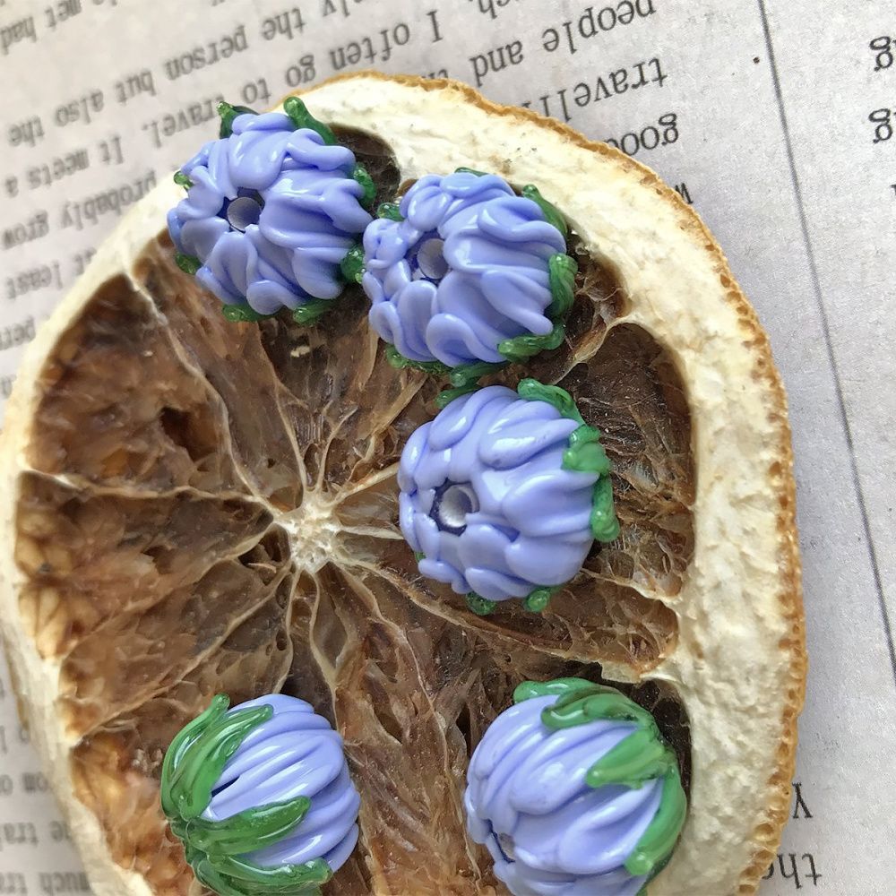 бусина, мурано "клевер", барвинковый, 22х15 мм