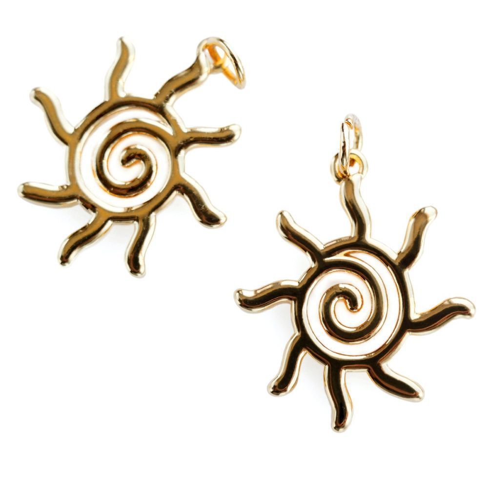 подвеска металл "солнце", позолота, 21.5x18.5x1.5 мм