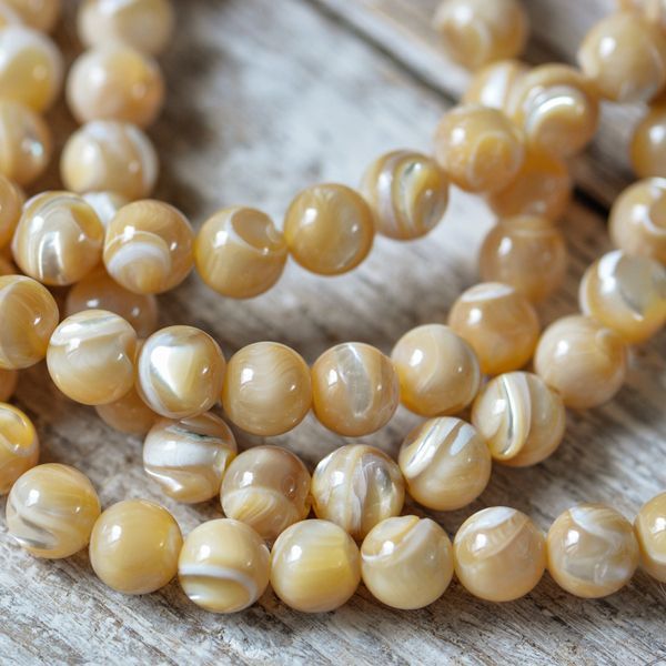 бусина из ракушки, "сишелл", цвет светло-лососевый, 8 мм