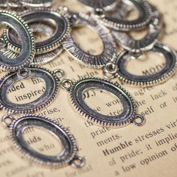 коннектор-сеттинг "амальгама", цвет античное серебро, 29x16x2 мм