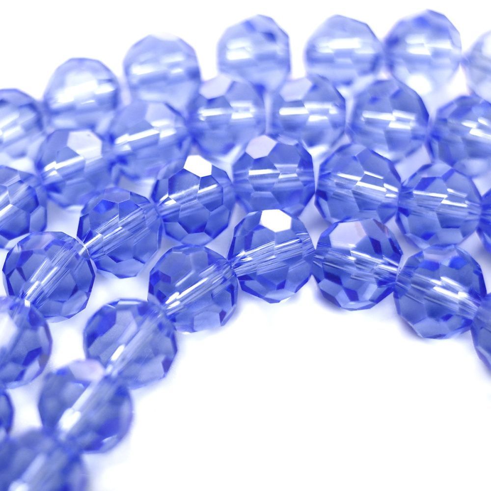 бусина, стекло 10, граненая, цвет васильковый, 10 мм