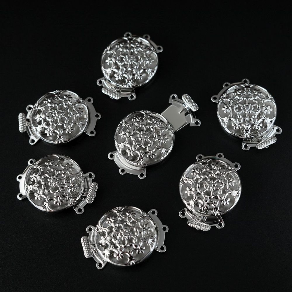 замок для украшений "флориста", цвет платина, 31x22x7 мм