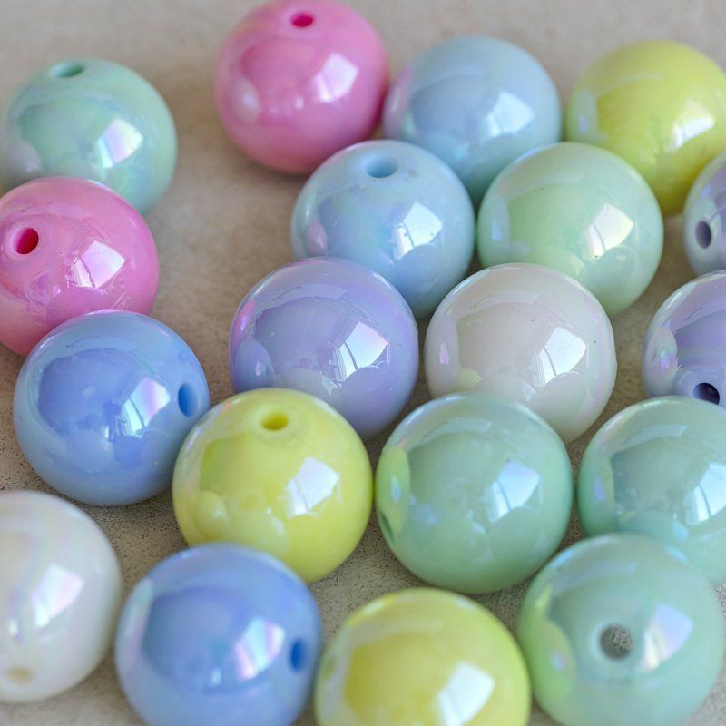 бусина, акрил "пастель", радужный микс, 20 мм