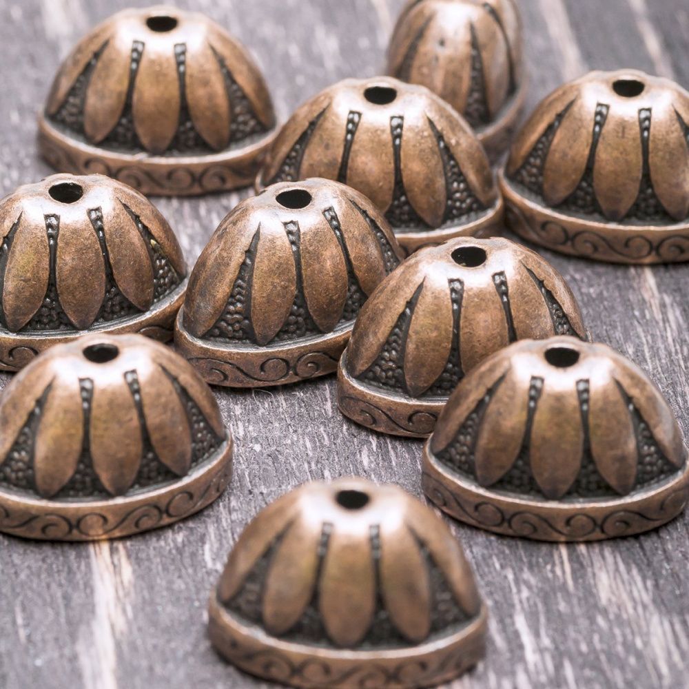 колпачок для бусин "росинка", цвет красная медь, 14х2х12 мм