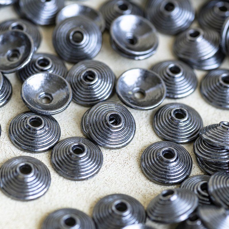 шапочка для бусин "диск", цвет черный, 10х3 мм