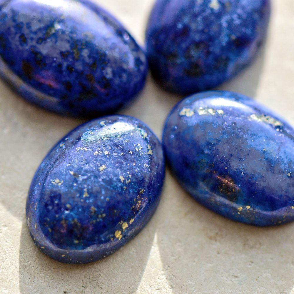 кабошон лазурит овальный, цвет синий, 14х10х4.5 мм