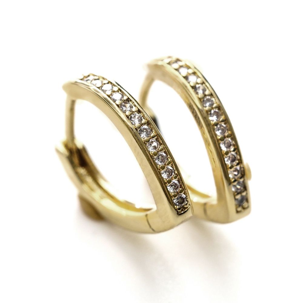 швензы "версо", с цирконием, позолоченные, 16x14x2.5 мм 