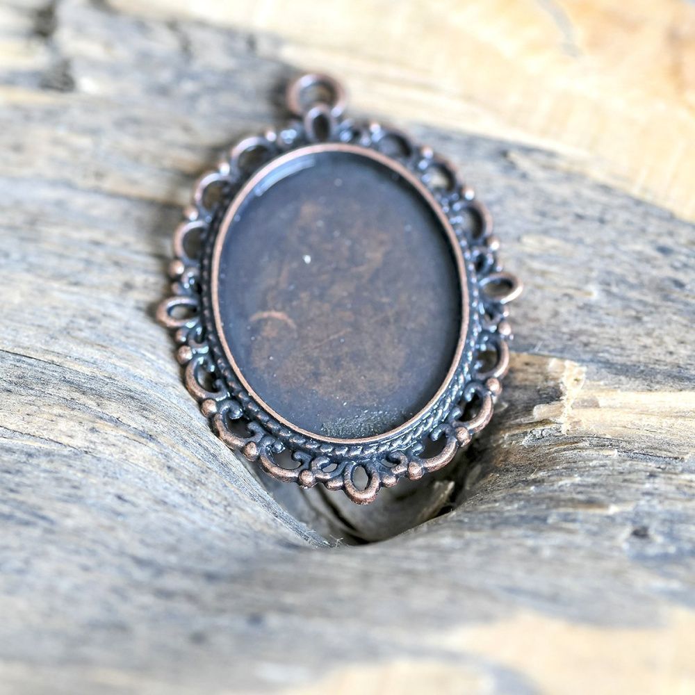 сеттинг овальный "ажур", цвет красная медь, 39x29x2 мм