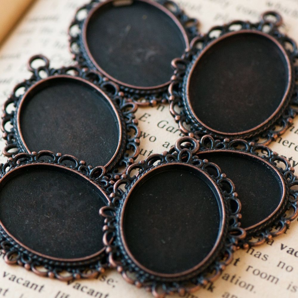 сеттинг овальный "ажур", цвет красная медь, 39x29x2 мм