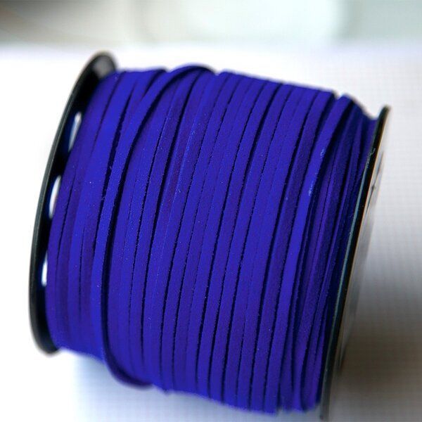 шнур из искусственной замши, синий яркий, 3х1.4 мм
