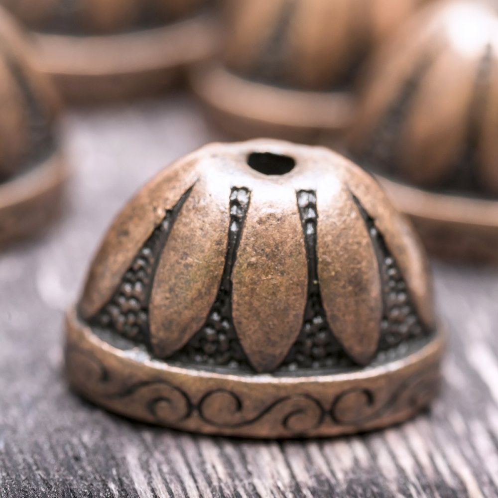 колпачок для бусин "росинка", цвет красная медь, 14х2х12 мм