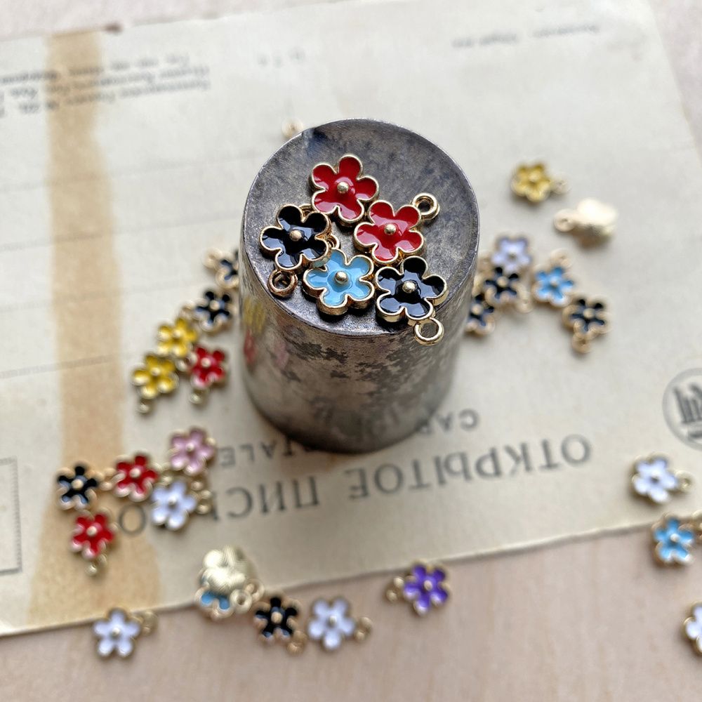 подвеска металлическая "незабудка", эмаль, цветовой микс, 10x8x2.5 мм